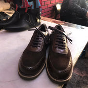 Elko Handmade Brown Leather Mens Sneakers