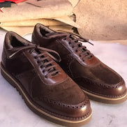 Elko Handmade Brown Leather Mens Sneakers