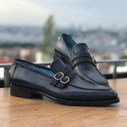Elko Handmade Navy Blue Loafers