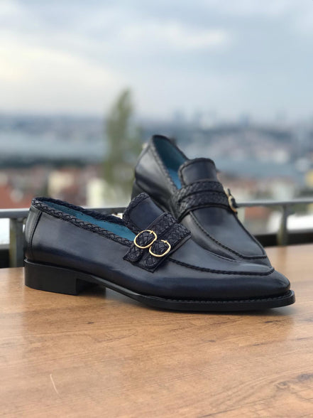 Elko Handmade Navy Blue Loafers