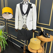 Ely Slim Fit Peak Lapel White Tuxedo