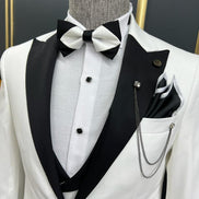 Ely Slim Fit Peak Lapel White Tuxedo