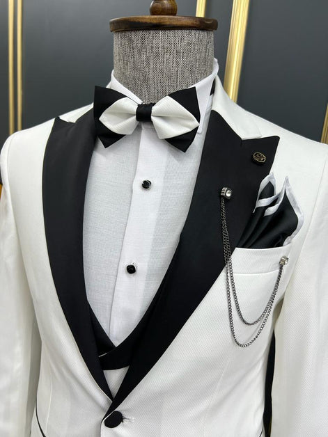 Ely Slim Fit Peak Lapel White Tuxedo