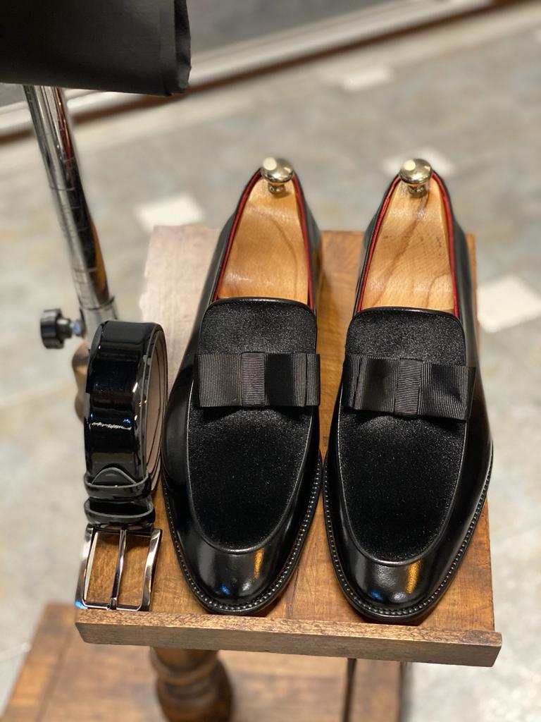 Empire Black Velvet Tuxedo Loafers