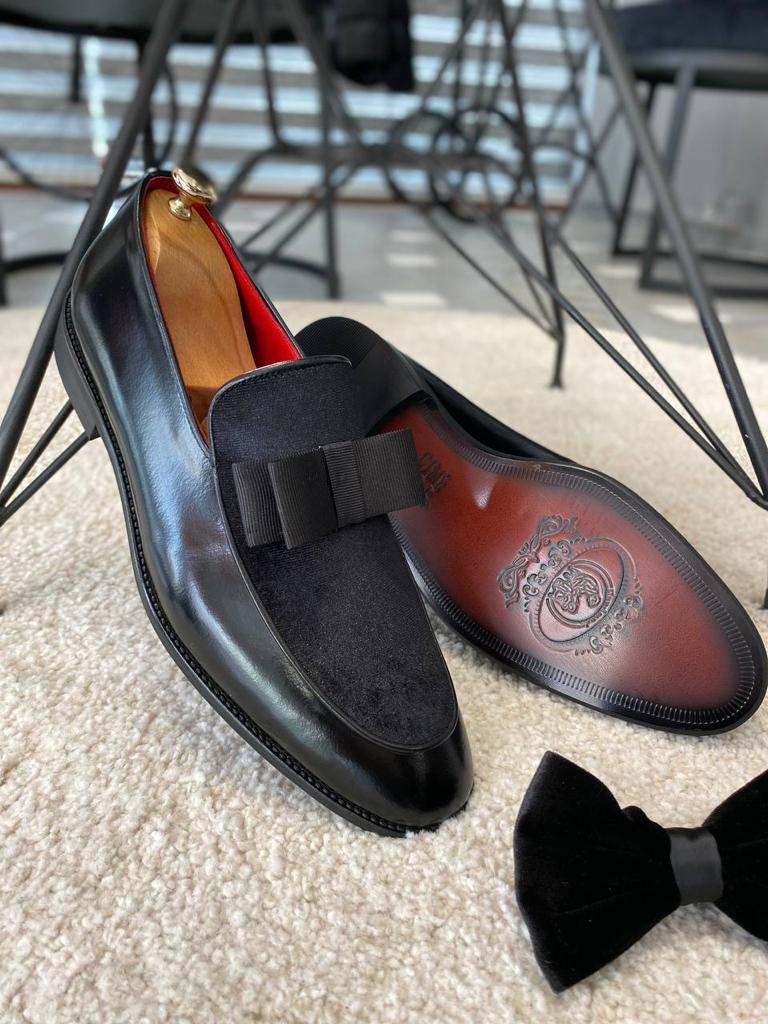 Empire Black Velvet Tuxedo Loafers