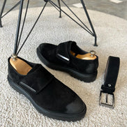 Empire Black Buckle Suede Shoes