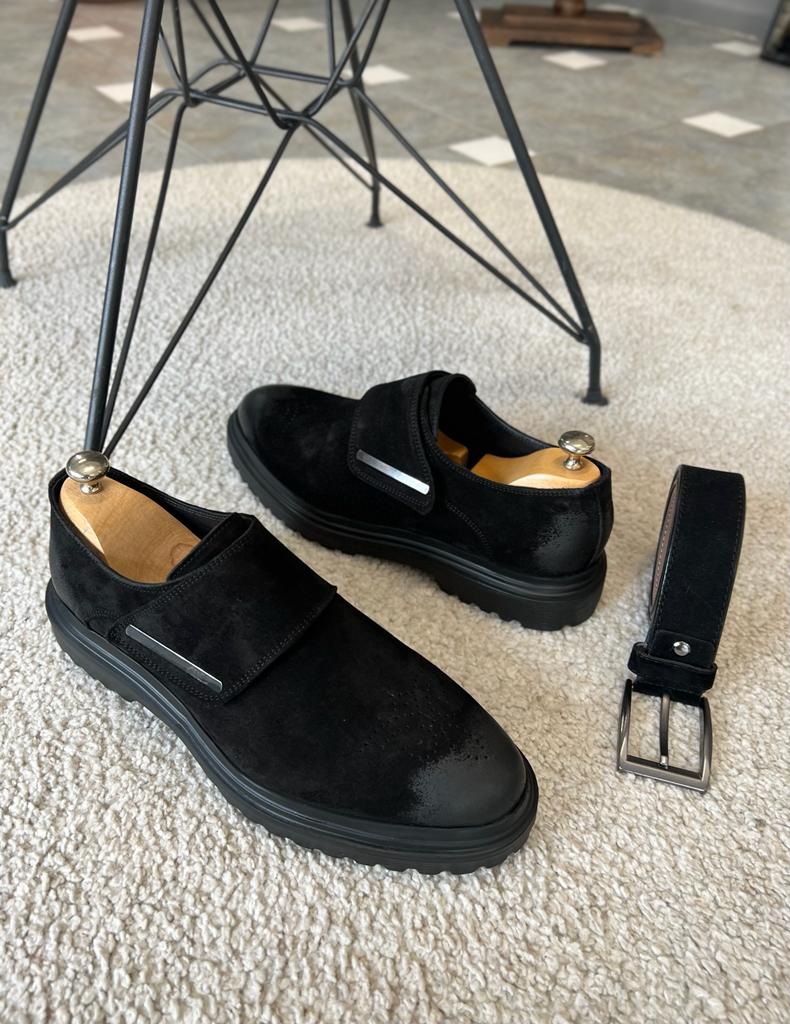 Empire Black Buckle Suede Shoes
