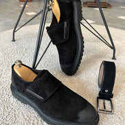Empire Black Buckle Suede Shoes