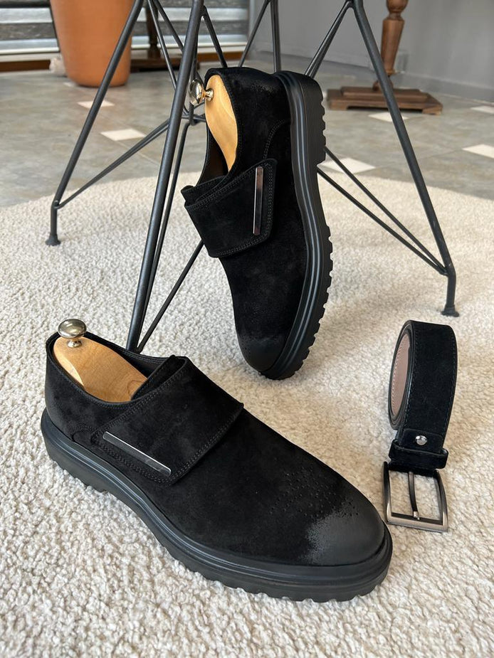 Empire Black Buckle Suede Shoes