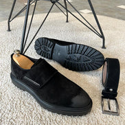 Empire Black Buckle Suede Shoes