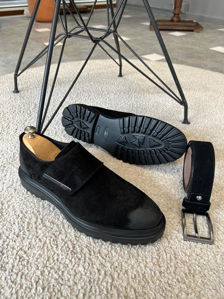 Empire Black Buckle Suede Shoes