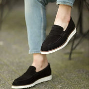 Empire Black Suede Penny Loafers