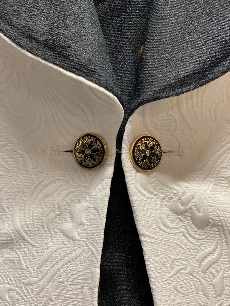 Empire Black & White Slim Fit Velvet Shawl Lapel Wool Tuxedo