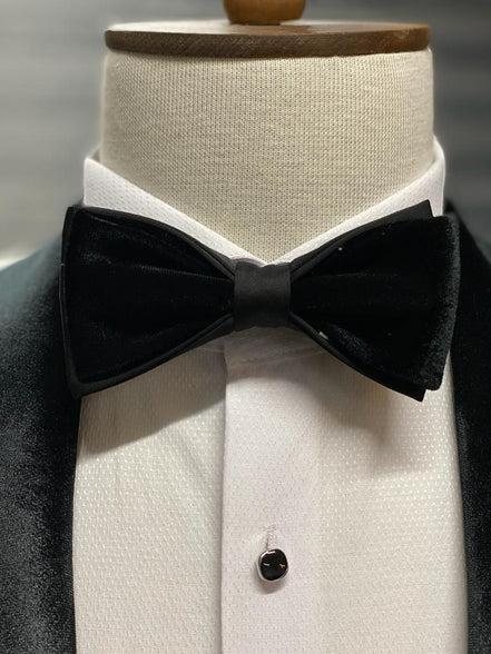 Empire Black & White Slim Fit Velvet Shawl Lapel Wool Tuxedo