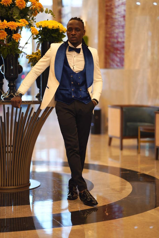 Blue White Wool Tuxedo