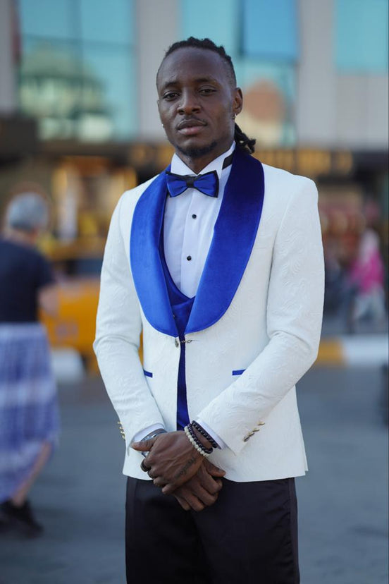 Blue White Wool Tuxedo