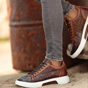 Empire Crocodile Pattern Brown Sneakers
