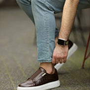 Empire Brown Laceless Slip On Sneakers