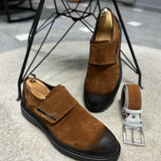 Empire Brown Buckle Suede Shoes