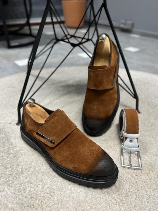 Empire Brown Buckle Suede Shoes