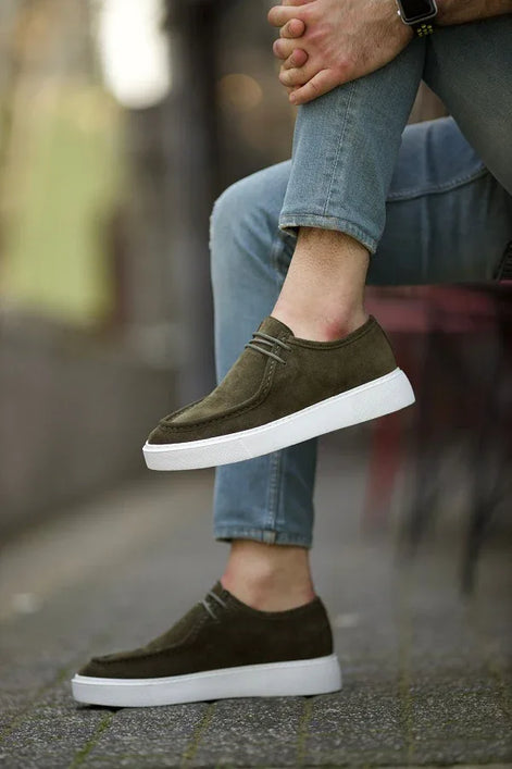 Empire Green Suede Laced Slip On Shoes