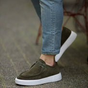 Empire Green Suede Laced Slip On Shoes