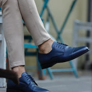 Empire Cap Toe Laced Navy Blue Derby Shoes