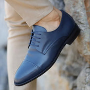 Empire Cap Toe Laced Navy Blue Derby Shoes
