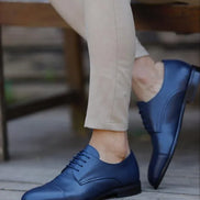 Empire Cap Toe Laced Navy Blue Derby Shoes