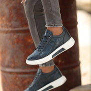 Empire Crocodile Pattern Navy Blue Sneakers