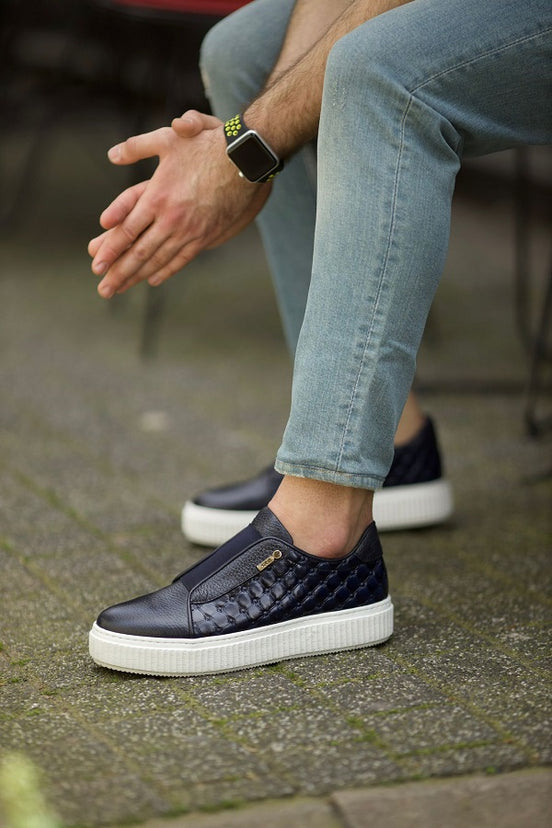 Navy Blue Slip On Shoes