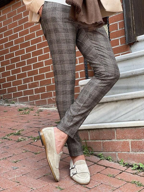 Enid Beige Suede Double Monk Strap Shoes