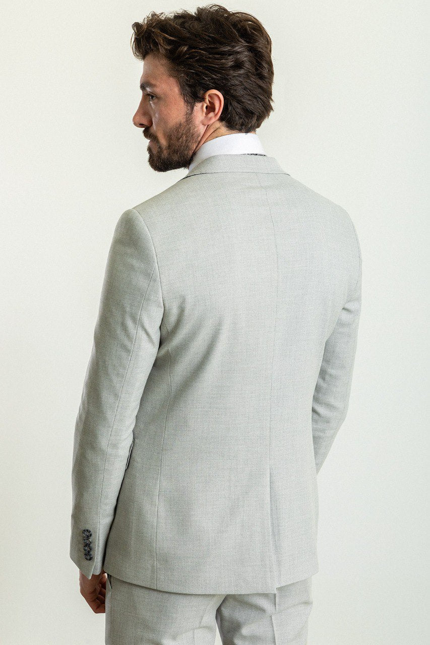 Tea Slim Fit Notch Lapel 2 Piece Gray Suit