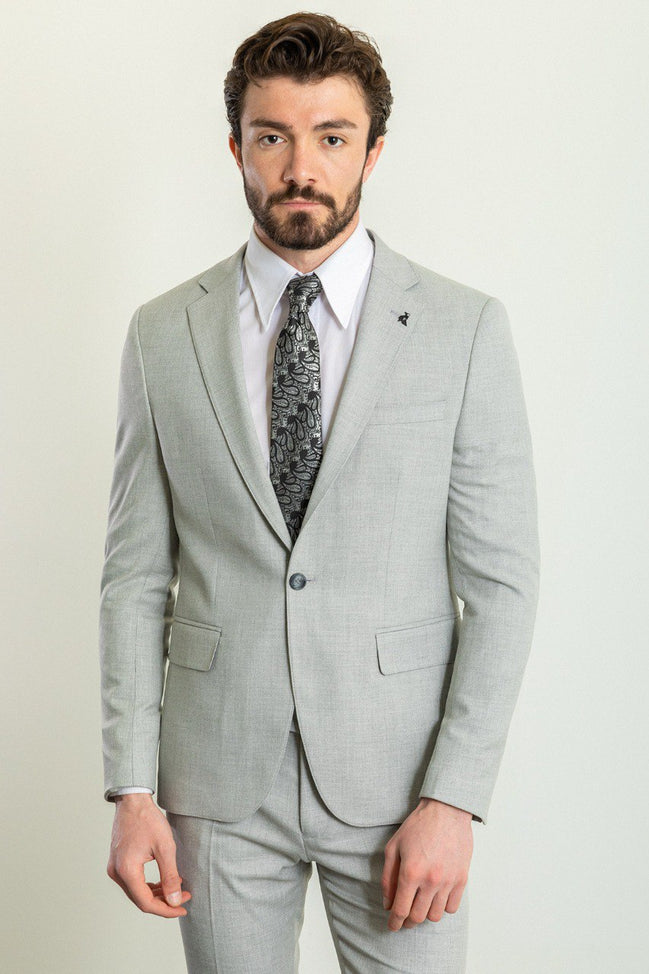 Tea Slim Fit Notch Lapel 2 Piece Gray Suit