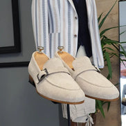 Houma Beige Suede Loafers