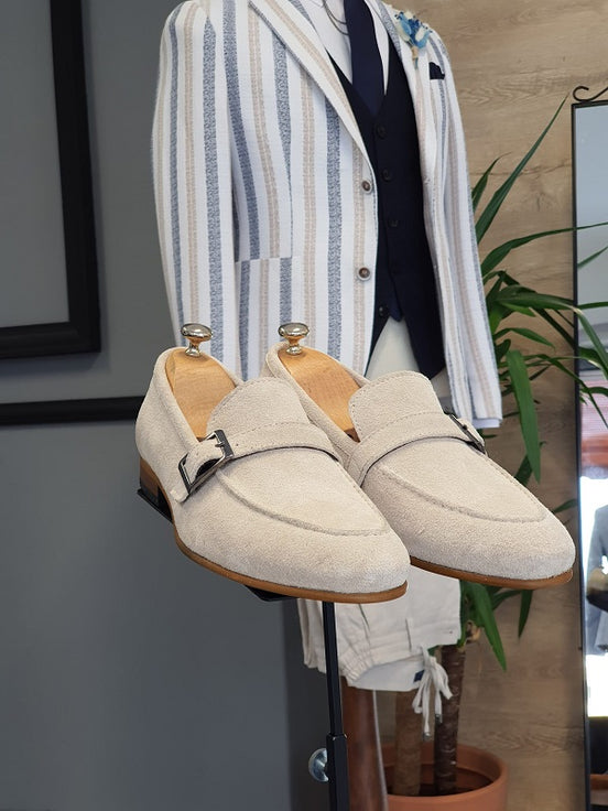 Beige Suede Loafers
