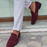 Houma Burgundy Suede Loafers