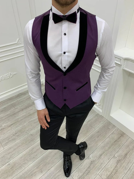 Houston Slim Fit Shawl Lapel Purple Tuxedo