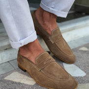 Jackpot Brown Suede Penny Loafers