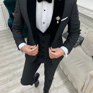 Joliet Black Slim Fit Velvet Peak Lapel Tuxedo
