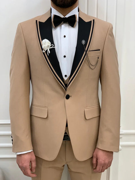 Joliet Slim Fit Peak Lapel Gold Tuxedo