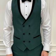 Joliet Slim Fit Velvet Peak Lapel Dark Green Tuxedo