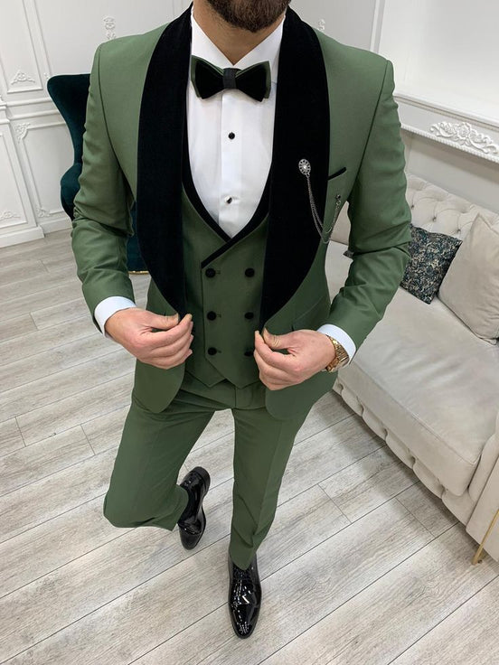 Olive Green Shawl Lapel Tuxedo