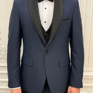 Joliet Slim Fit Glitter Shawl Lapel Navy Blue Tuxedo