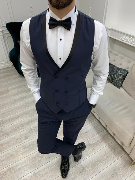 Joliet Slim Fit Peak Lapel Navy Blue Tuxedo