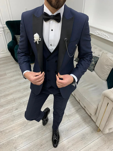 Joliet Slim Fit Peak Lapel Navy Blue Tuxedo