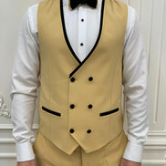 Joliet Slim Fit Velvet Peak Lapel Yellow Tuxedo