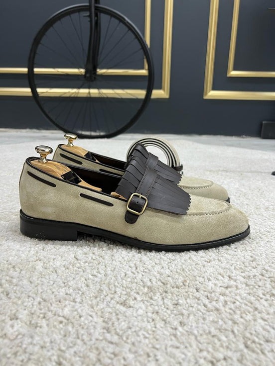 Beige Suede Loafers