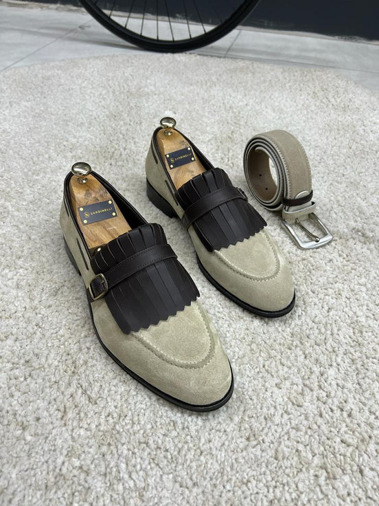 Beige Suede Loafers
