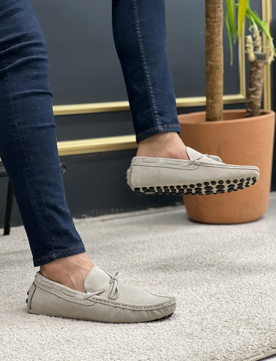 Beige Driving Loafers Shoes